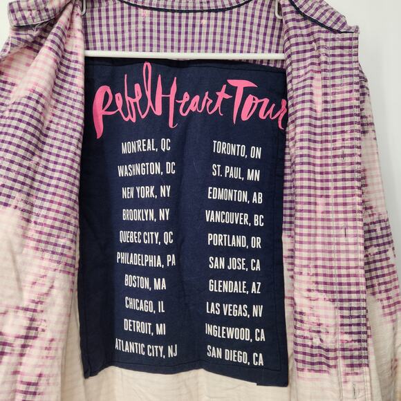 Rad Olive Upcycled Bleach Dipped Purple Checked Button Down Shirt Women XL - Picture 6 of 7